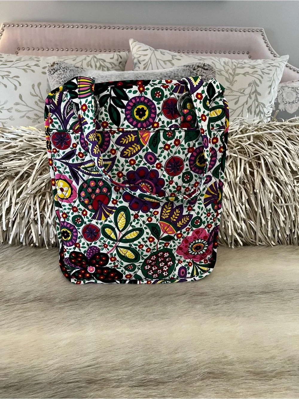 New VERA BRADLEY Viva La Vera Perfect Pocket Tote Tall Purple Commuter Laptop